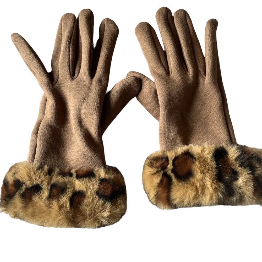 Animal print cuffs cozy gloves